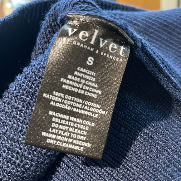 NEW VELVET BY GRAHAM & SPENCER KARLY NAVY REVERSIBLE COTTON CARDIGAN SWEATER S - Picture 8 of 8